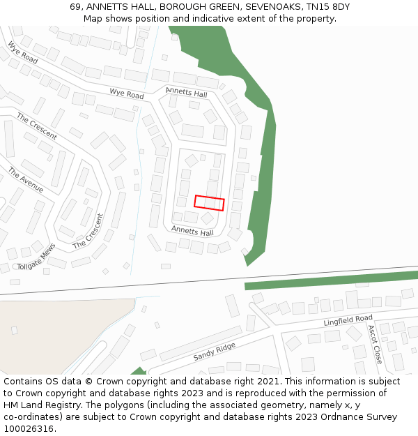 69, ANNETTS HALL, BOROUGH GREEN, SEVENOAKS, TN15 8DY: Location map and indicative extent of plot