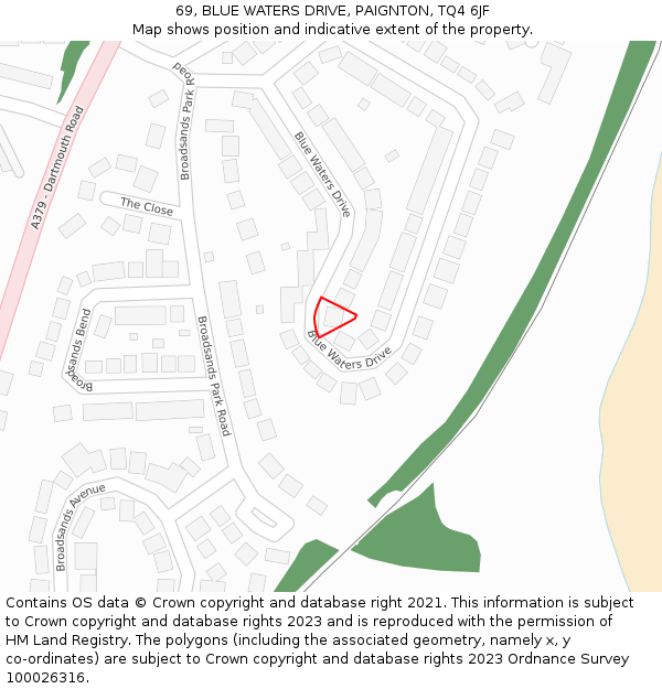 69, BLUE WATERS DRIVE, PAIGNTON, TQ4 6JF: Location map and indicative extent of plot