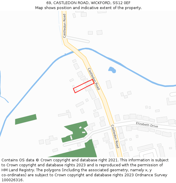 69, CASTLEDON ROAD, WICKFORD, SS12 0EF: Location map and indicative extent of plot