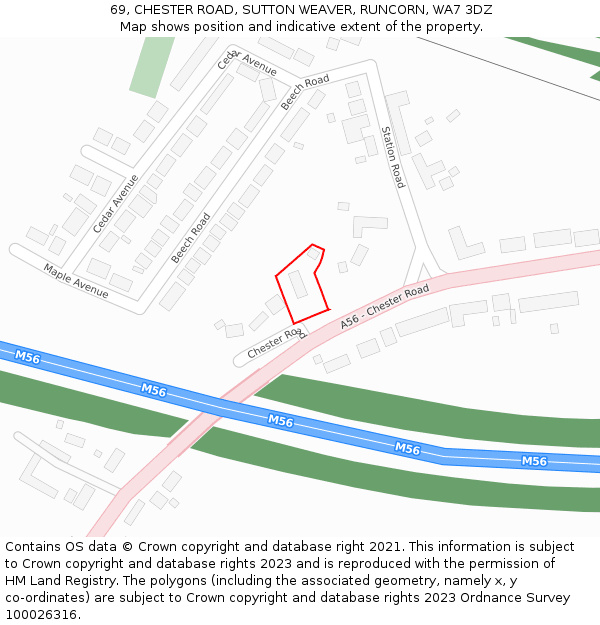 69, CHESTER ROAD, SUTTON WEAVER, RUNCORN, WA7 3DZ: Location map and indicative extent of plot
