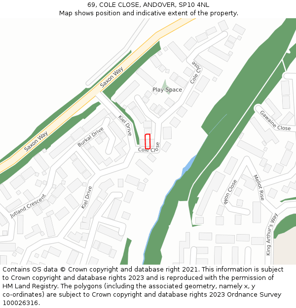 69, COLE CLOSE, ANDOVER, SP10 4NL: Location map and indicative extent of plot