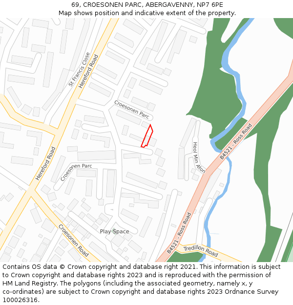 69, CROESONEN PARC, ABERGAVENNY, NP7 6PE: Location map and indicative extent of plot