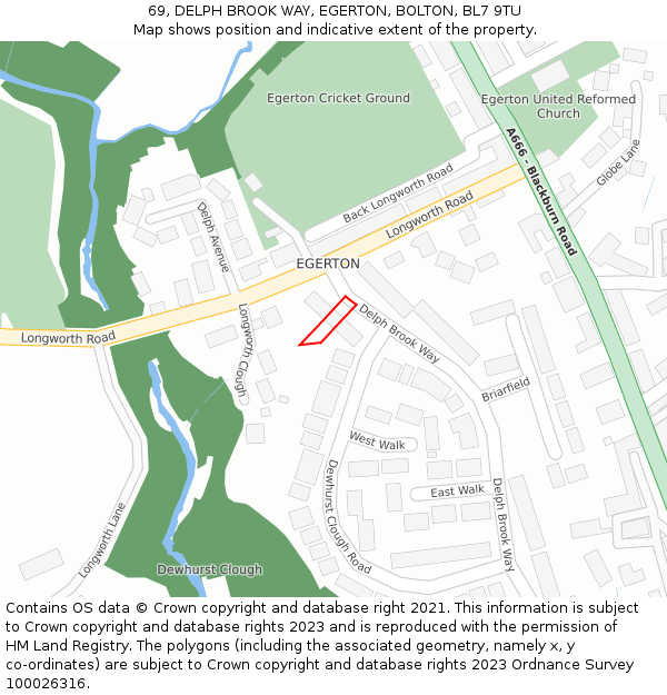 69, DELPH BROOK WAY, EGERTON, BOLTON, BL7 9TU: Location map and indicative extent of plot