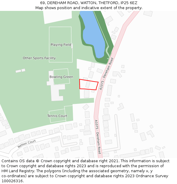 69, DEREHAM ROAD, WATTON, THETFORD, IP25 6EZ: Location map and indicative extent of plot