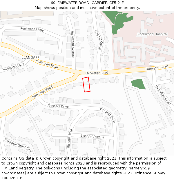 69, FAIRWATER ROAD, CARDIFF, CF5 2LF: Location map and indicative extent of plot