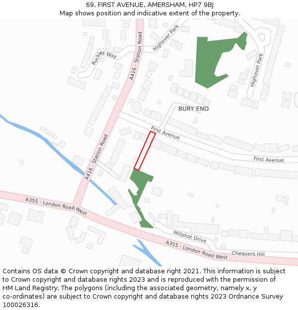 69, FIRST AVENUE, AMERSHAM, HP7 9BJ: Location map and indicative extent of plot