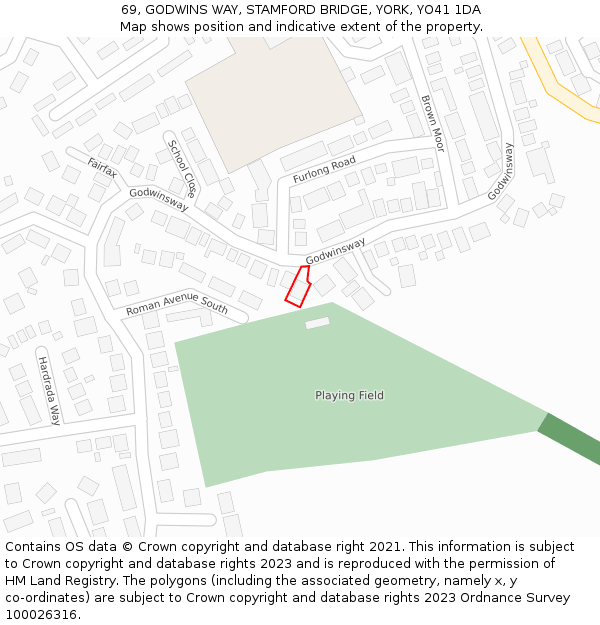 69, GODWINS WAY, STAMFORD BRIDGE, YORK, YO41 1DA: Location map and indicative extent of plot