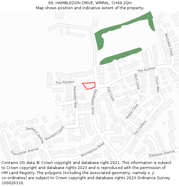 69, HAMBLEDON DRIVE, WIRRAL, CH49 2QH: Location map and indicative extent of plot