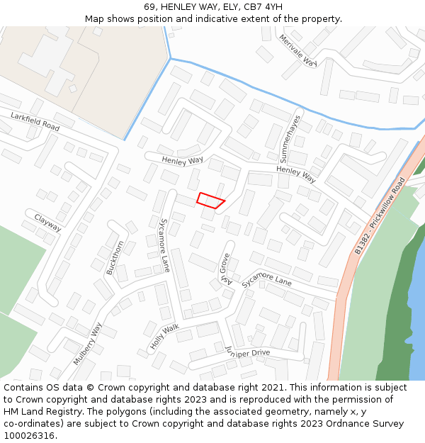 69, HENLEY WAY, ELY, CB7 4YH: Location map and indicative extent of plot