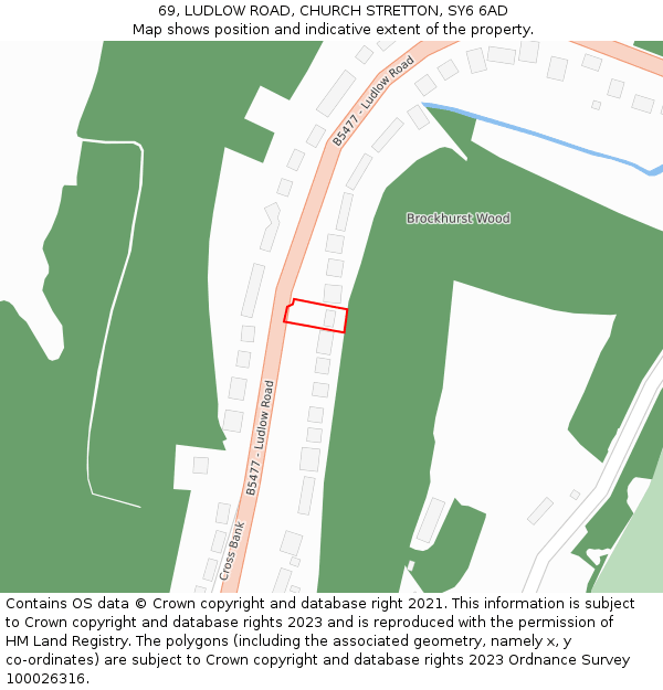 69, LUDLOW ROAD, CHURCH STRETTON, SY6 6AD: Location map and indicative extent of plot