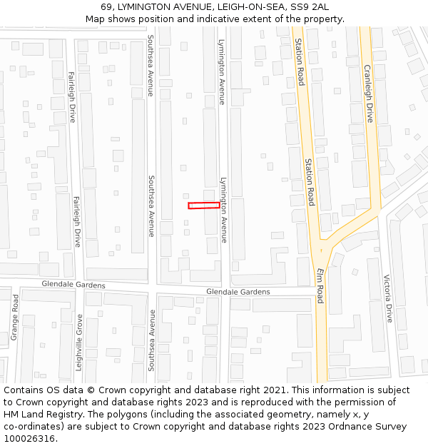 69, LYMINGTON AVENUE, LEIGH-ON-SEA, SS9 2AL: Location map and indicative extent of plot