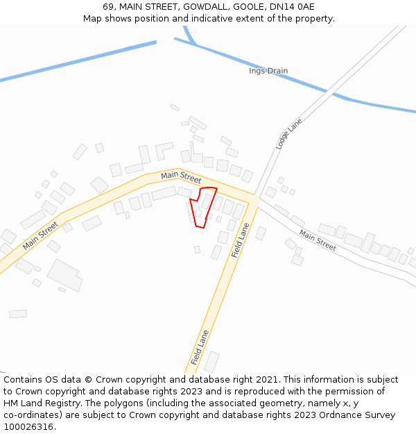 69, MAIN STREET, GOWDALL, GOOLE, DN14 0AE: Location map and indicative extent of plot