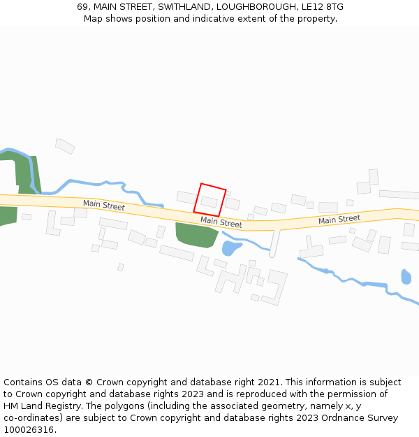 69, MAIN STREET, SWITHLAND, LOUGHBOROUGH, LE12 8TG: Location map and indicative extent of plot