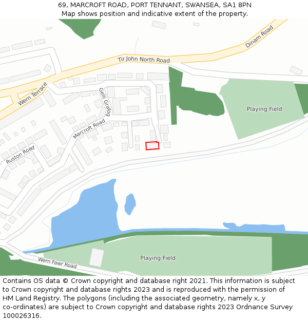 69, MARCROFT ROAD, PORT TENNANT, SWANSEA, SA1 8PN: Location map and indicative extent of plot