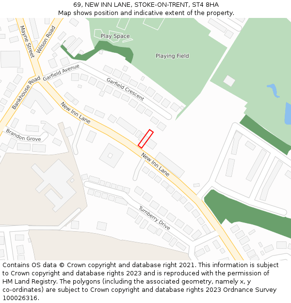 69, NEW INN LANE, STOKE-ON-TRENT, ST4 8HA: Location map and indicative extent of plot