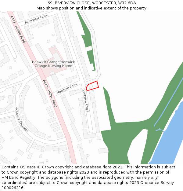 69, RIVERVIEW CLOSE, WORCESTER, WR2 6DA: Location map and indicative extent of plot