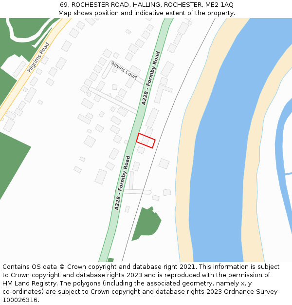 69, ROCHESTER ROAD, HALLING, ROCHESTER, ME2 1AQ: Location map and indicative extent of plot