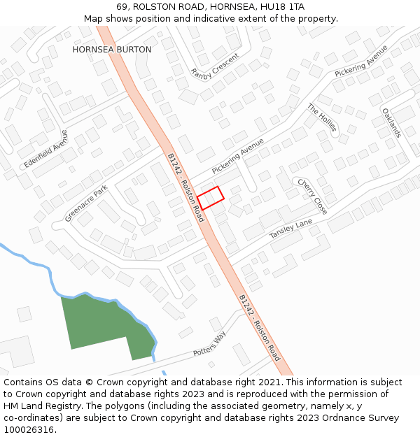 69, ROLSTON ROAD, HORNSEA, HU18 1TA: Location map and indicative extent of plot