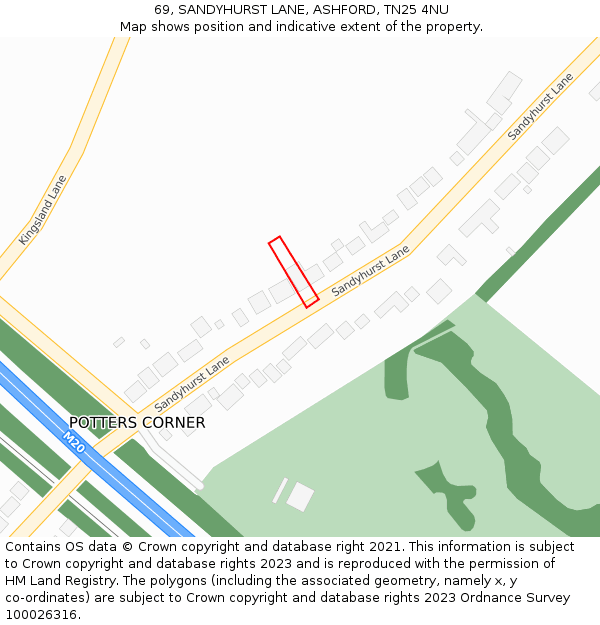 69, SANDYHURST LANE, ASHFORD, TN25 4NU: Location map and indicative extent of plot