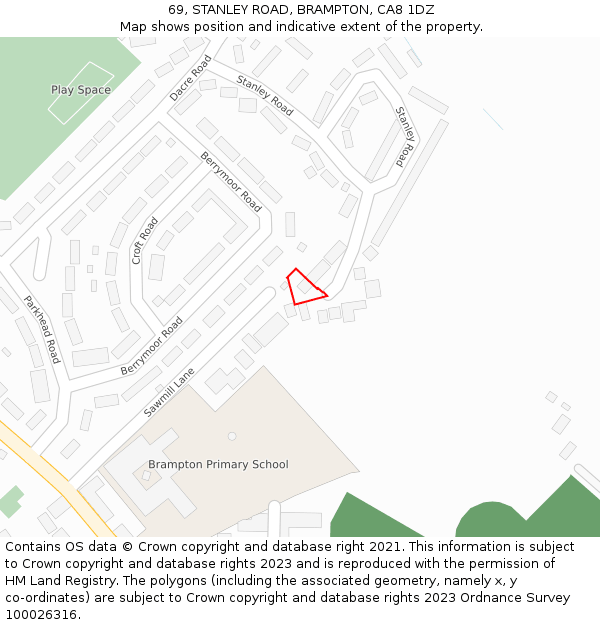 69, STANLEY ROAD, BRAMPTON, CA8 1DZ: Location map and indicative extent of plot