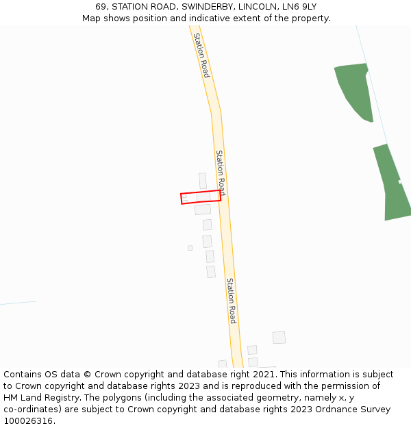 69, STATION ROAD, SWINDERBY, LINCOLN, LN6 9LY: Location map and indicative extent of plot