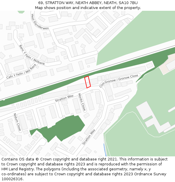69, STRATTON WAY, NEATH ABBEY, NEATH, SA10 7BU: Location map and indicative extent of plot