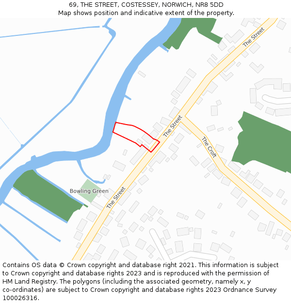 69, THE STREET, COSTESSEY, NORWICH, NR8 5DD: Location map and indicative extent of plot