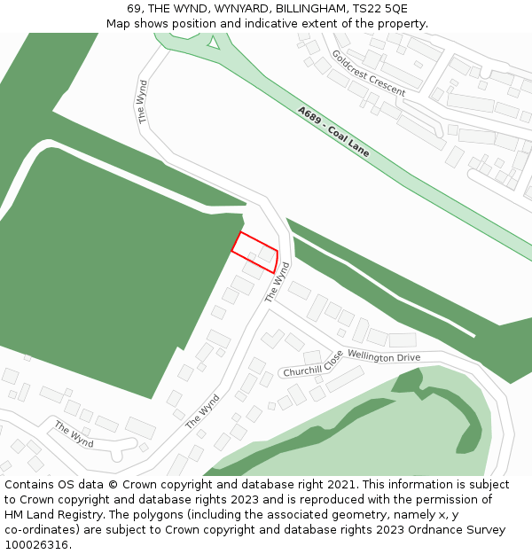 69, THE WYND, WYNYARD, BILLINGHAM, TS22 5QE: Location map and indicative extent of plot