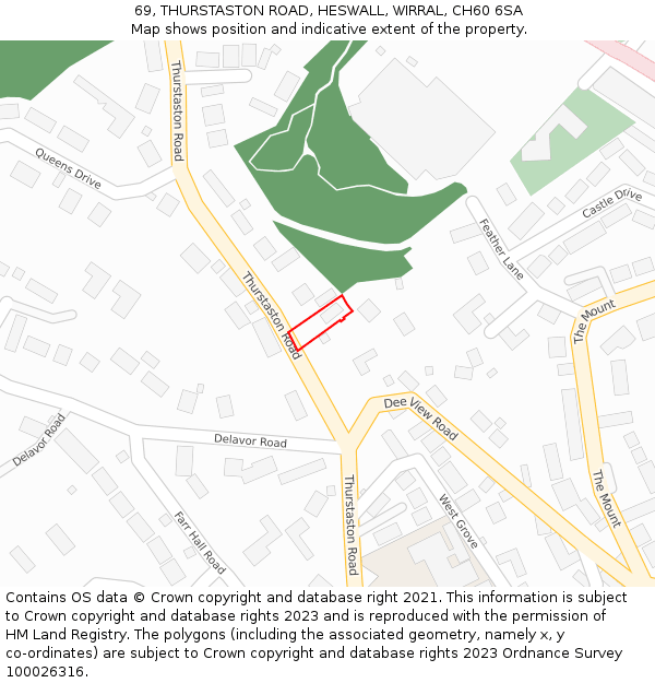 69, THURSTASTON ROAD, HESWALL, WIRRAL, CH60 6SA: Location map and indicative extent of plot