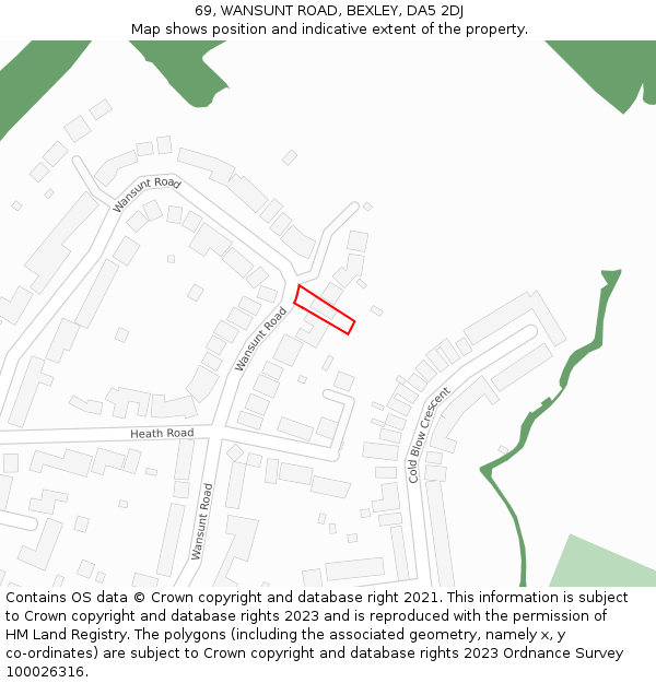 69, WANSUNT ROAD, BEXLEY, DA5 2DJ: Location map and indicative extent of plot