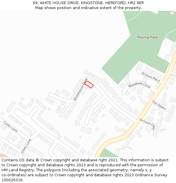 69, WHITE HOUSE DRIVE, KINGSTONE, HEREFORD, HR2 9ER: Location map and indicative extent of plot