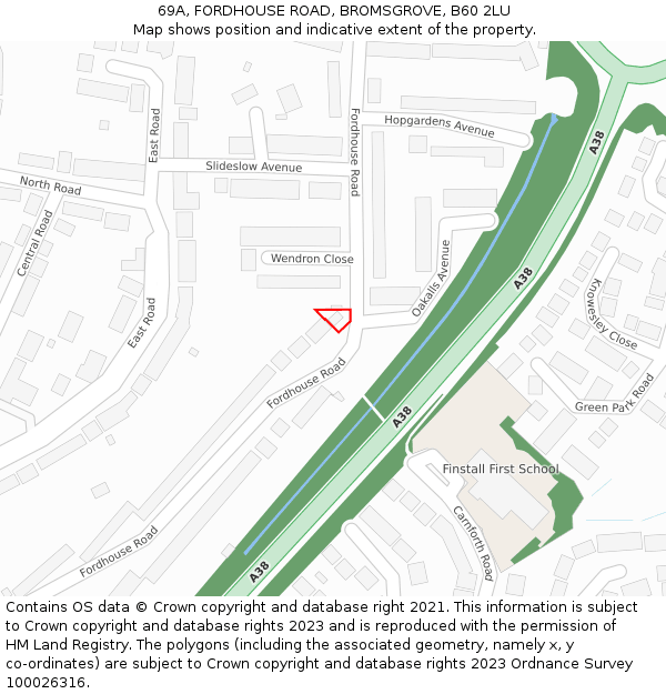 69A, FORDHOUSE ROAD, BROMSGROVE, B60 2LU: Location map and indicative extent of plot