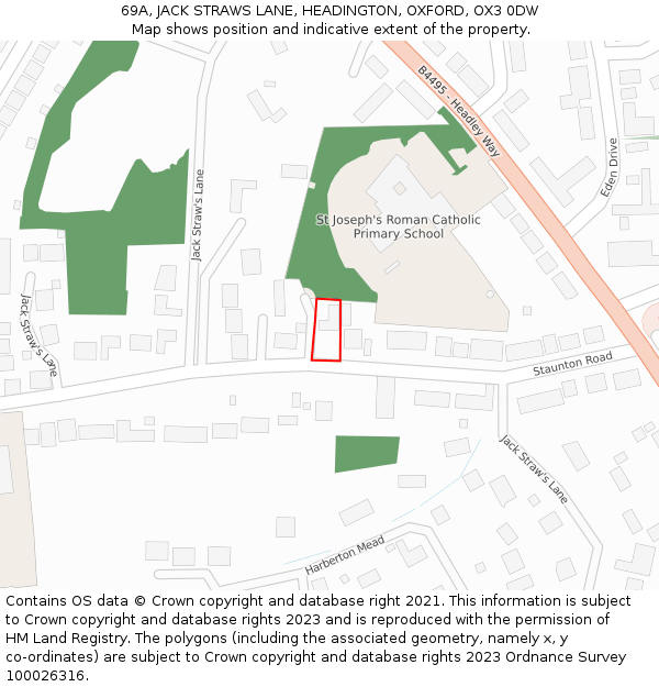 69A, JACK STRAWS LANE, HEADINGTON, OXFORD, OX3 0DW: Location map and indicative extent of plot