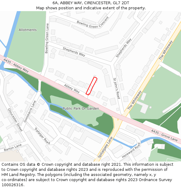 6A, ABBEY WAY, CIRENCESTER, GL7 2DT: Location map and indicative extent of plot