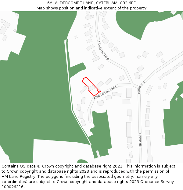 6A, ALDERCOMBE LANE, CATERHAM, CR3 6ED: Location map and indicative extent of plot