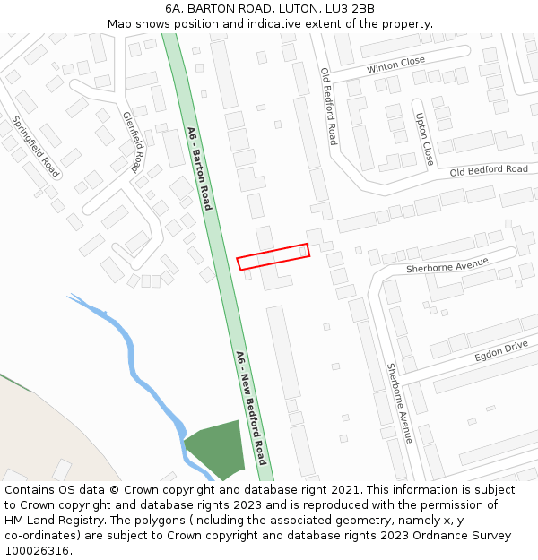 6A, BARTON ROAD, LUTON, LU3 2BB: Location map and indicative extent of plot