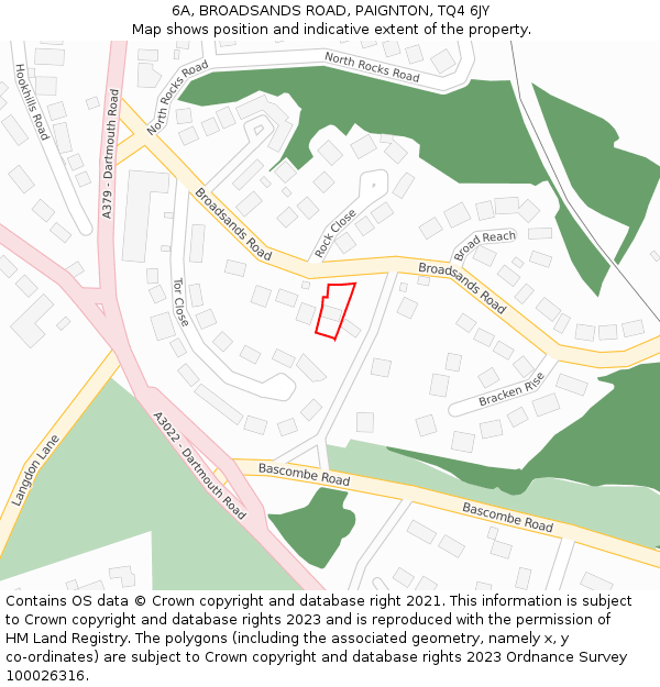 6A, BROADSANDS ROAD, PAIGNTON, TQ4 6JY: Location map and indicative extent of plot