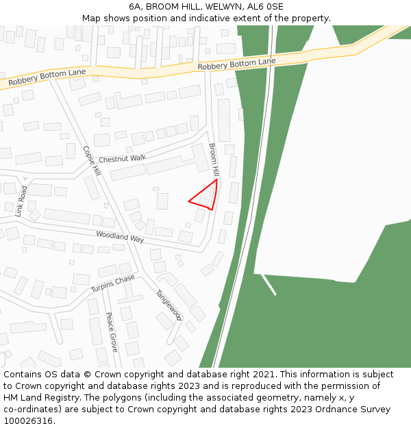 6A, BROOM HILL, WELWYN, AL6 0SE: Location map and indicative extent of plot