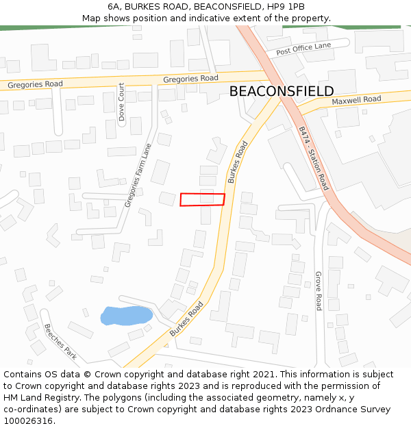 6A, BURKES ROAD, BEACONSFIELD, HP9 1PB: Location map and indicative extent of plot