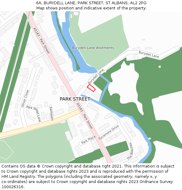 6A, BURYDELL LANE, PARK STREET, ST ALBANS, AL2 2PG: Location map and indicative extent of plot