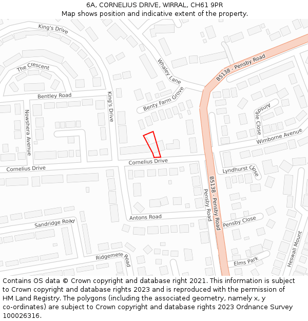 6A, CORNELIUS DRIVE, WIRRAL, CH61 9PR: Location map and indicative extent of plot