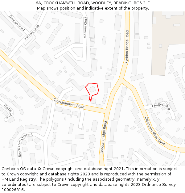 6A, CROCKHAMWELL ROAD, WOODLEY, READING, RG5 3LF: Location map and indicative extent of plot