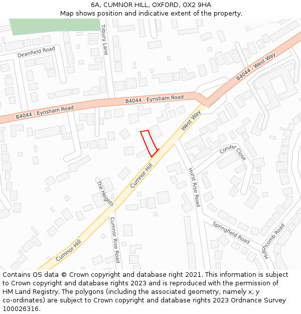 6A, CUMNOR HILL, OXFORD, OX2 9HA: Location map and indicative extent of plot