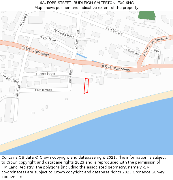 6A, FORE STREET, BUDLEIGH SALTERTON, EX9 6NG: Location map and indicative extent of plot