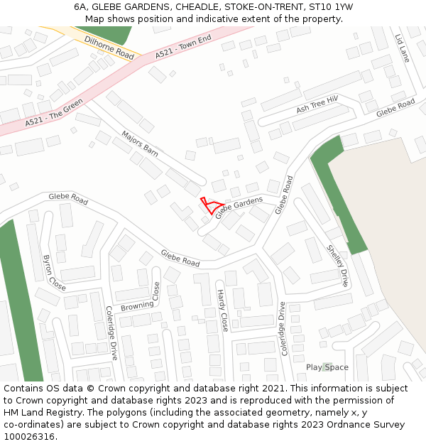 6A, GLEBE GARDENS, CHEADLE, STOKE-ON-TRENT, ST10 1YW: Location map and indicative extent of plot