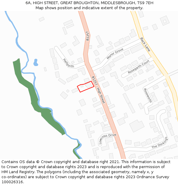 6A, HIGH STREET, GREAT BROUGHTON, MIDDLESBROUGH, TS9 7EH: Location map and indicative extent of plot