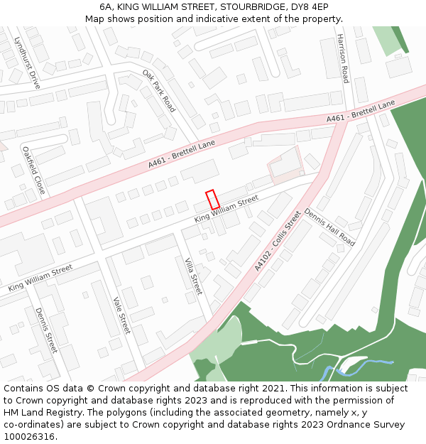 6A, KING WILLIAM STREET, STOURBRIDGE, DY8 4EP: Location map and indicative extent of plot