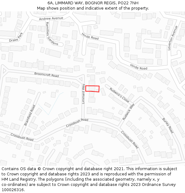 6A, LIMMARD WAY, BOGNOR REGIS, PO22 7NH: Location map and indicative extent of plot