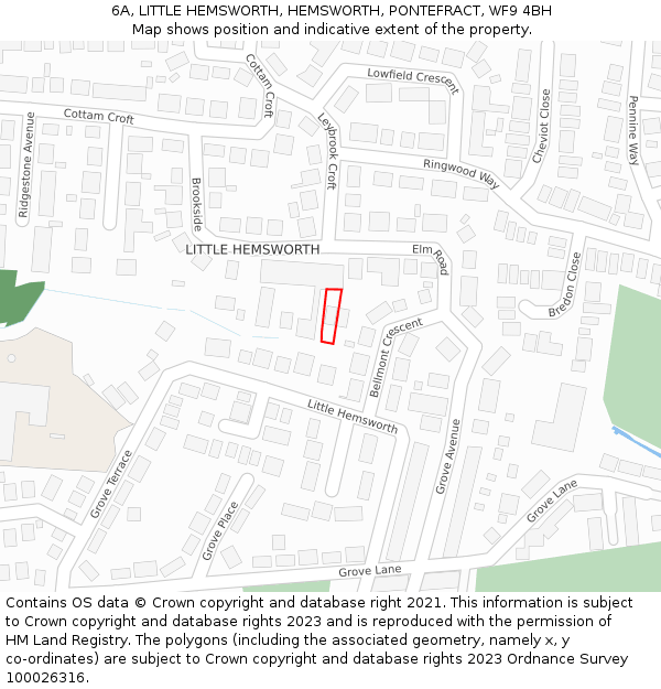 6A, LITTLE HEMSWORTH, HEMSWORTH, PONTEFRACT, WF9 4BH: Location map and indicative extent of plot