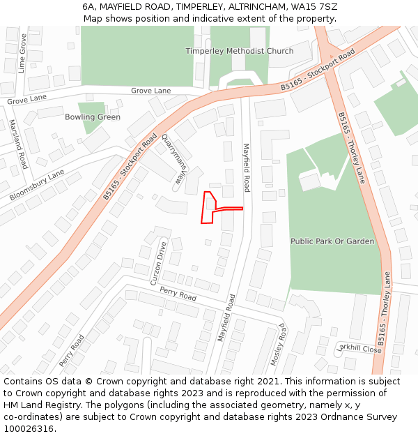6A, MAYFIELD ROAD, TIMPERLEY, ALTRINCHAM, WA15 7SZ: Location map and indicative extent of plot